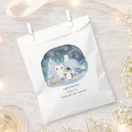 Elegante Waterverf Winter Arctic Animals Baby show Bedankzakje
