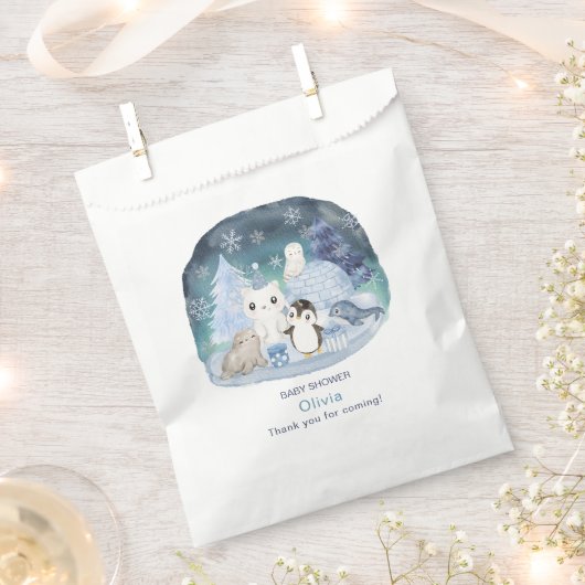 Elegante Waterverf Winter Arctic Animals Baby show Bedankzakje (Geknipt)