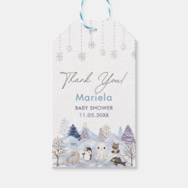 Elegante Waterverf Winter Arctic Animals Baby Show Cadeaulabel