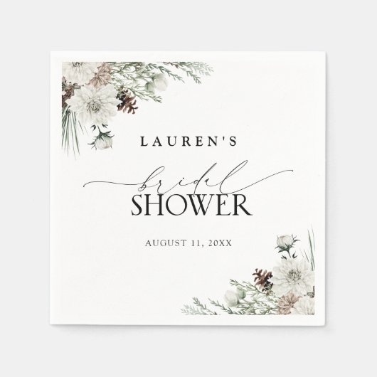 Elegante Waterverf Winter Boho Vrijgezellenfeest Servet (Voorkant)