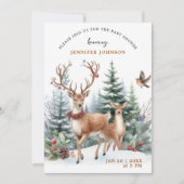 Elegante waterverf winter bos babyshower kaart (Voorkant)