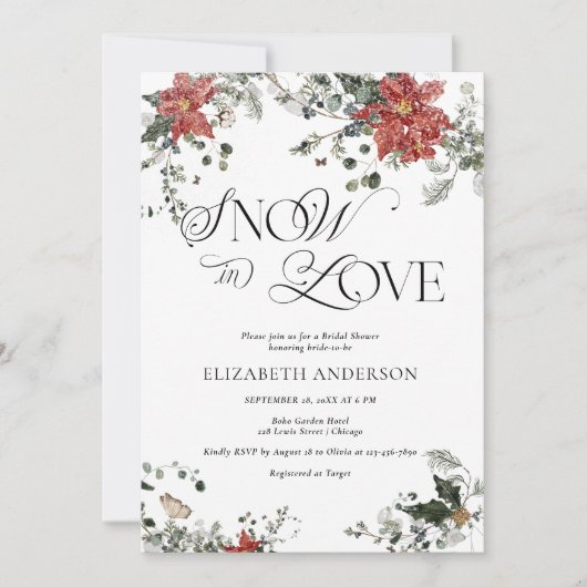 Elegante Waterverf Winter Floral Vrijgezellenfeest Kaart (Voorkant)