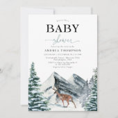 Elegante Waterverf Winter Forest Herten Baby showe Kaart (Voorkant)