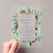 Elegante Waterverf Winter Groen Vakantie Party Acryl Uitnodigingen (Insitu (Draagbaar))