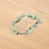 Elegante Waterverf Winter Groen Vakantie Party Acryl Uitnodigingen (Laagn)