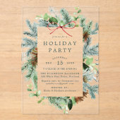 Elegante Waterverf Winter Groen Vakantie Party Acryl Uitnodigingen (Voorkant)