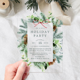Elegante Waterverf Winter Groen Vakantie Party Acryl Uitnodigingen