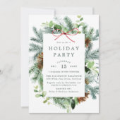 Elegante Waterverf Winter Groen Vakantie Party Kaart (Voorkant)