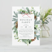 Elegante Waterverf Winter Groen Vakantie Party Kaart (Staand voorkant)