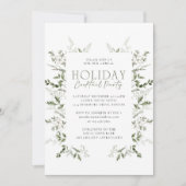 Elegante Waterverf Winter Groen Vakantie Party Kaart (Voorkant)