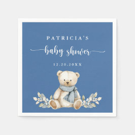 Elegante Waterverf Winter Teddy Bear Baby shower Servet