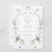 Elegante Waterverf Winter Wildbloemen Bruiloft Kaart (Voorkant)