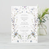 Elegante Waterverf Winter Wildbloemen Bruiloft Kaart (Staand voorkant)