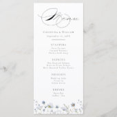 Elegante Waterverf Winter Wildbloemen Bruiloft Menu (Voorkant)