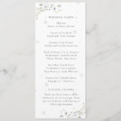 Elegante Waterverf Winter Wildbloemen Bruiloft Programmakaart (Achterkant)