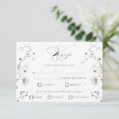 Elegante Waterverf Winter Wildbloemen Bruiloft RSVP Kaartje (Staand voorkant)