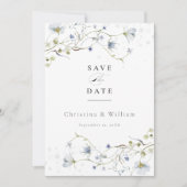 Elegante Waterverf Winter Wildbloemen Bruiloft Save The Date (Voorkant)