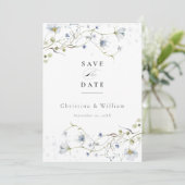 Elegante Waterverf Winter Wildbloemen Bruiloft Save The Date (Staand voorkant)