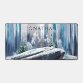 Elegante Waterverf winterbomen Bureaumat (Voorkant)