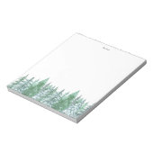 Elegante Waterverf Winterdennenbomen gepersonalise Notitieblok (Linkerzijde)