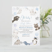 Elegante Waterverf Winterdieren Baby Sho Kaart (Staand voorkant)