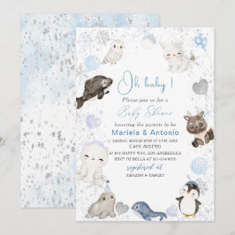 Elegante Waterverf Winterdieren Baby Sho Kaart
