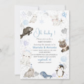Elegante Waterverf Winterdieren Baby Sho Kaart (Voorkant)