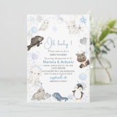 Elegante Waterverf Winterdieren Baby Sho Kaart (Staand voorkant)