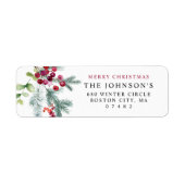 Elegante waterverf wintergroen retouradres etiket (Voorkant)