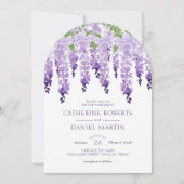 Elegante Waterverf Wisteria Bloemige Bruiloft Kaart (Voorkant)