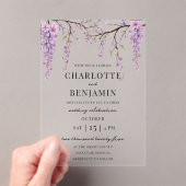 Elegante Waterverf Wisteria Branch Garden Wedding Acryl Uitnodigingen (Insitu (Draagbaar))
