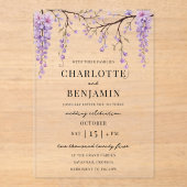 Elegante Waterverf Wisteria Branch Garden Wedding Acryl Uitnodigingen (Voorkant)