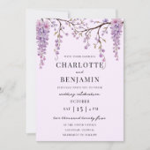 Elegante Waterverf Wisteria Branch Garden Wedding Kaart (Voorkant)
