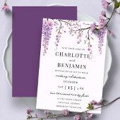 Elegante Waterverf Wisteria Branch Garden Wedding Kaart