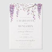 Elegante Waterverf Wisteria Branch Garden Wedding Vellum Uitnodigingen (Voorkant)