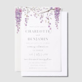 Elegante Waterverf Wisteria Branch Garden Wedding Vellum Uitnodigingen (Offset)
