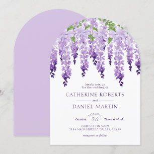 Elegante Waterverf Wisteria Floral Wedding Kaart