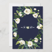 Elegante Waterverf Witte Bloemen Donkerblauwe Trou Kaart (Achterkant)