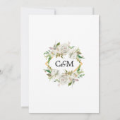 Elegante Waterverf Witte Bloemen Groen BRUILOFT Kaart (Achterkant)