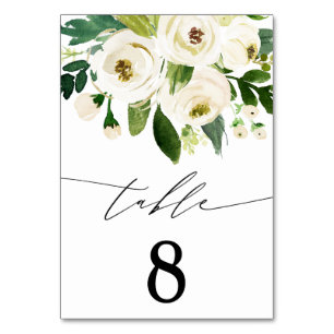Elegante waterverf witte bloemen groen bruiloft kaart