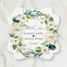 Elegante Waterverf Witte Bloemen Krans Bruiloft  Bedankjes Labels