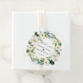 Elegante Waterverf Witte Bloemen Krans Bruiloft  Bedankjes Labels (In situ)