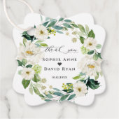 Elegante Waterverf Witte Bloemen Krans Bruiloft  Bedankjes Labels (Voorkant)