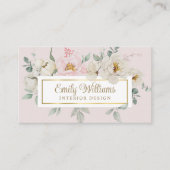 Elegante Waterverf Witte Bloemen Visitekaartje (Voorkant)