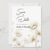 Elegante Waterverf Witte Bloemige Bruiloft Save The Date (Voorkant)
