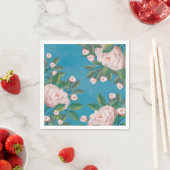 Elegante Waterverf witte bloemige pioenbloemen Servet (Insitu)