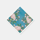 Elegante Waterverf witte bloemige pioenbloemen Servet (Hoek)