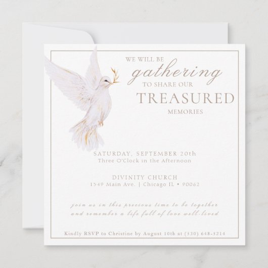 Elegante Waterverf witte duif viering van het leve Kaart (Achterkant)