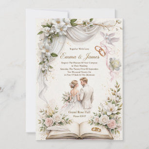 Elegante waterverf witte magnolia & blozende roze kaart