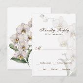 Elegante Waterverf Witte Orchideeën Bruiloft RSVP Kaartje (Voorkant / Achterkant)